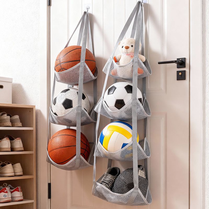 Sports Equipment Holder - Wall Mounted Ball Storage Hanging Bag