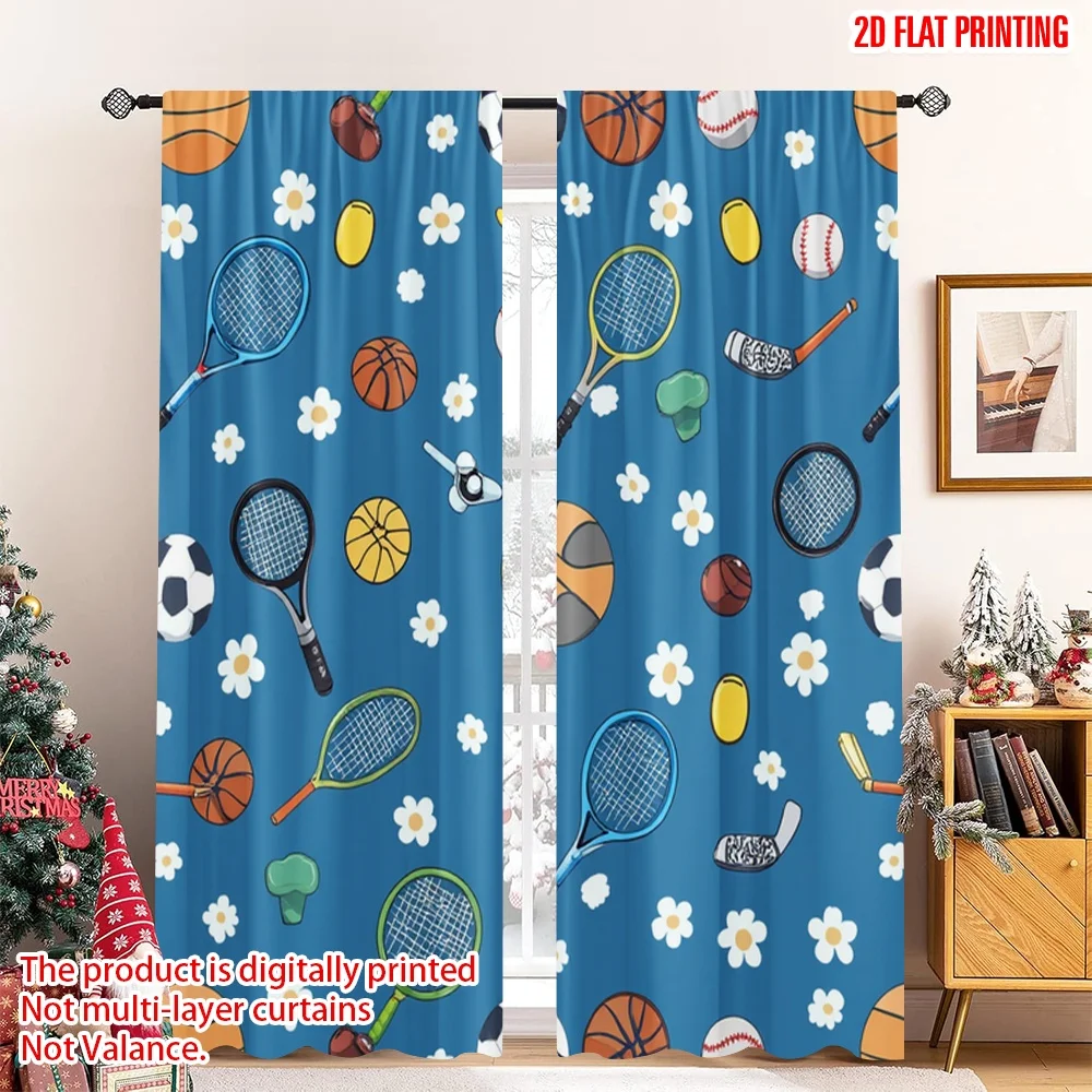 Sports Equipment In French - 2pcs 2D flat printing Drapes Sports