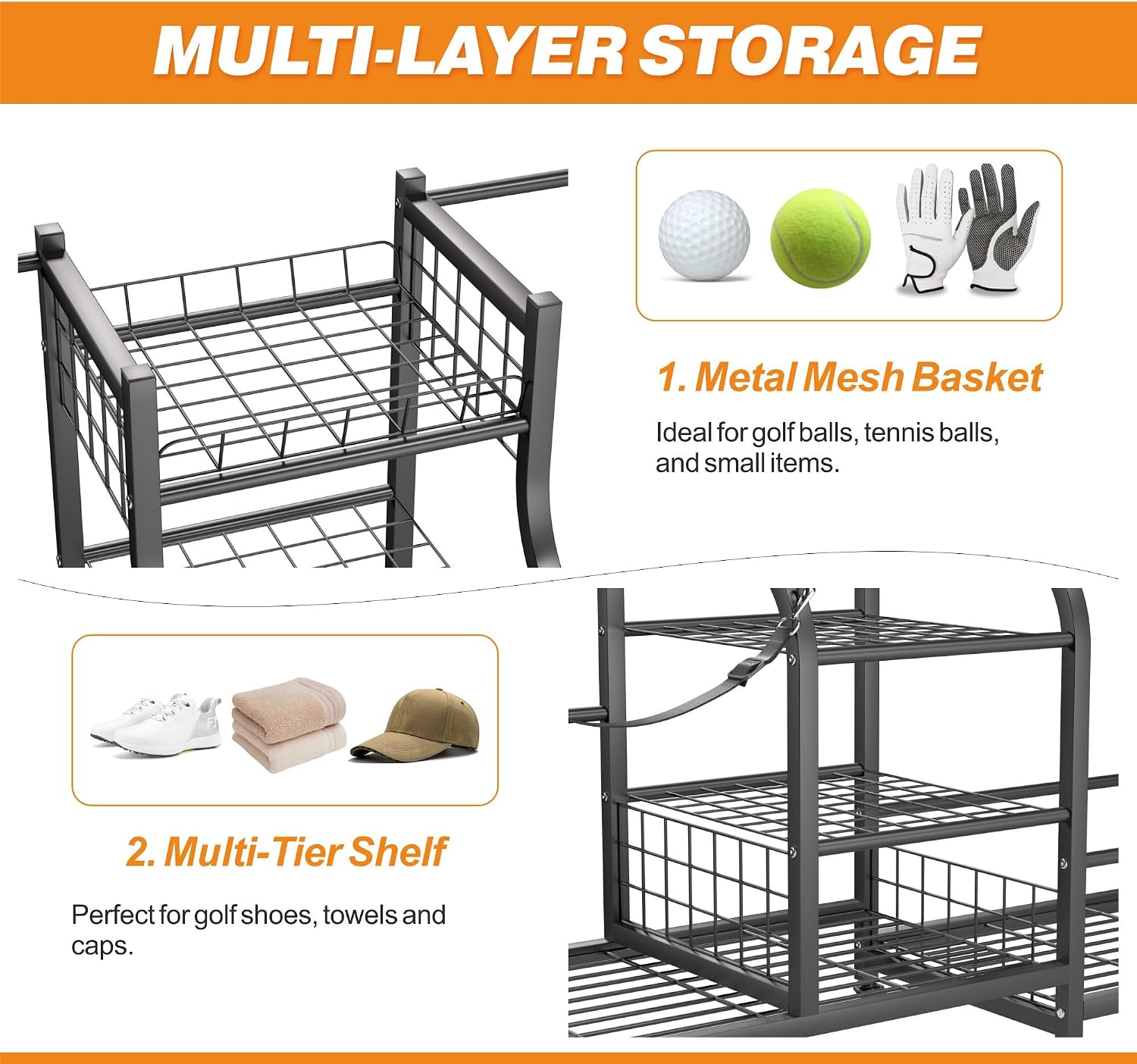 Golf Bag Storage Rack Organize - Sports Equipment Holder recension och pris