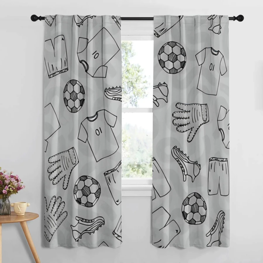 2PCS Digital Printed Curtains, - Sports Equipment In French recension och pris