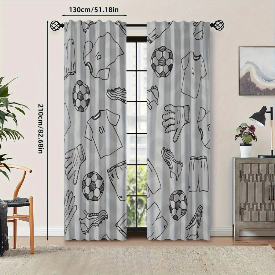 2PCS Digital Printed Curtains, - Sports Equipment In French recension och pris