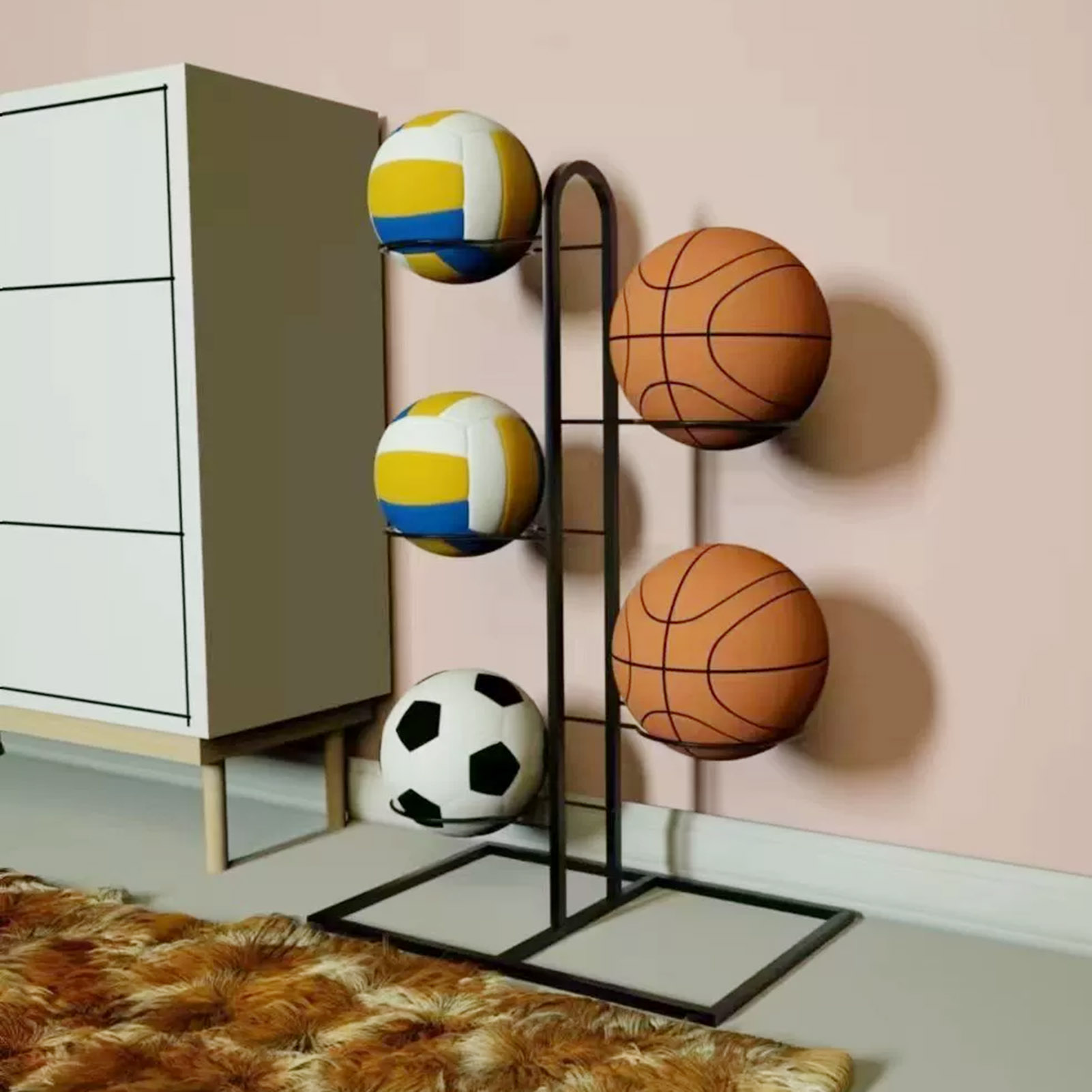 Foldable Basketball Rack Multi - Sports Equipment Holder recension och pris